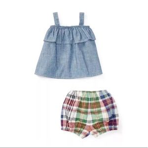 Ralph Lauren Girls Chambray Top & Plaid Set, 24mo